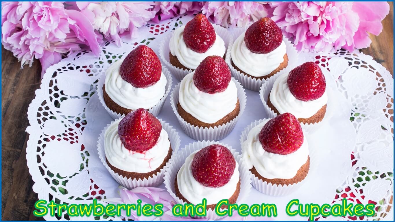 how to make strawberries and cream cupcakes | strawberry and cream cupcakes recipe